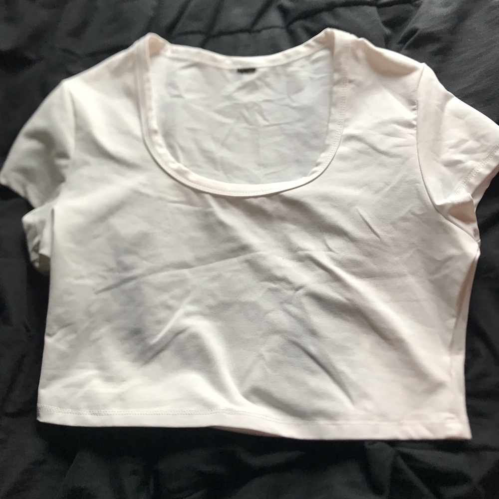 White Fitted Short Sleeve Crop T-Shirt
